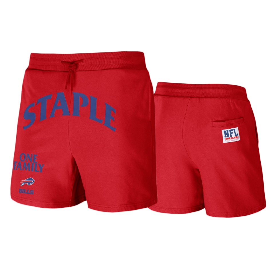 bills red staple throwback vintage wash fleece shorts