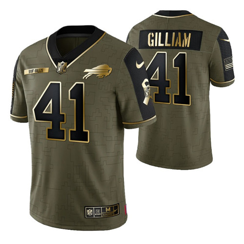bills reggie gilliam 2021 salute to service golden limited jersey olive men