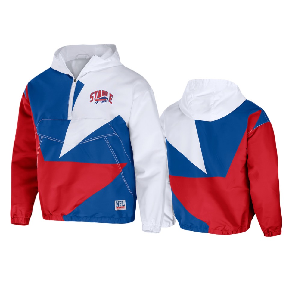 bills royal staple all over print quarter zip jacket
