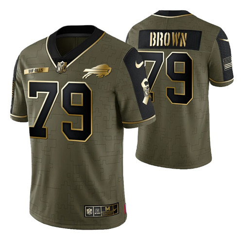 bills spencer brown 2021 salute to service golden limited jersey olive men