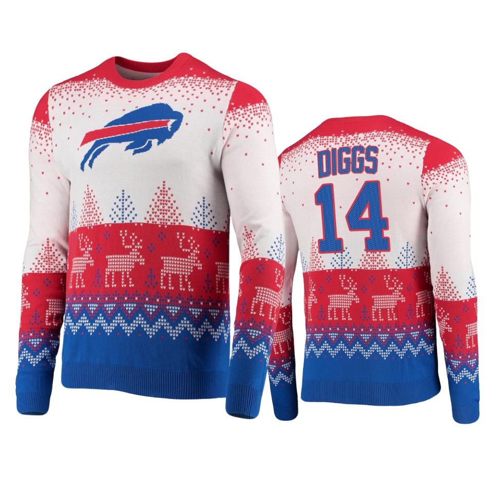 bills stefon diggs white 2021 christmas gift big logo sweater