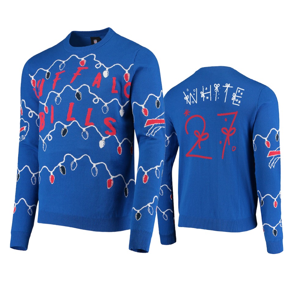 bills tre'davious white royal 2020 christmas gifts light up sweater