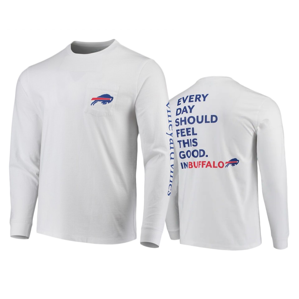 bills white feel good long sleeve t shirt