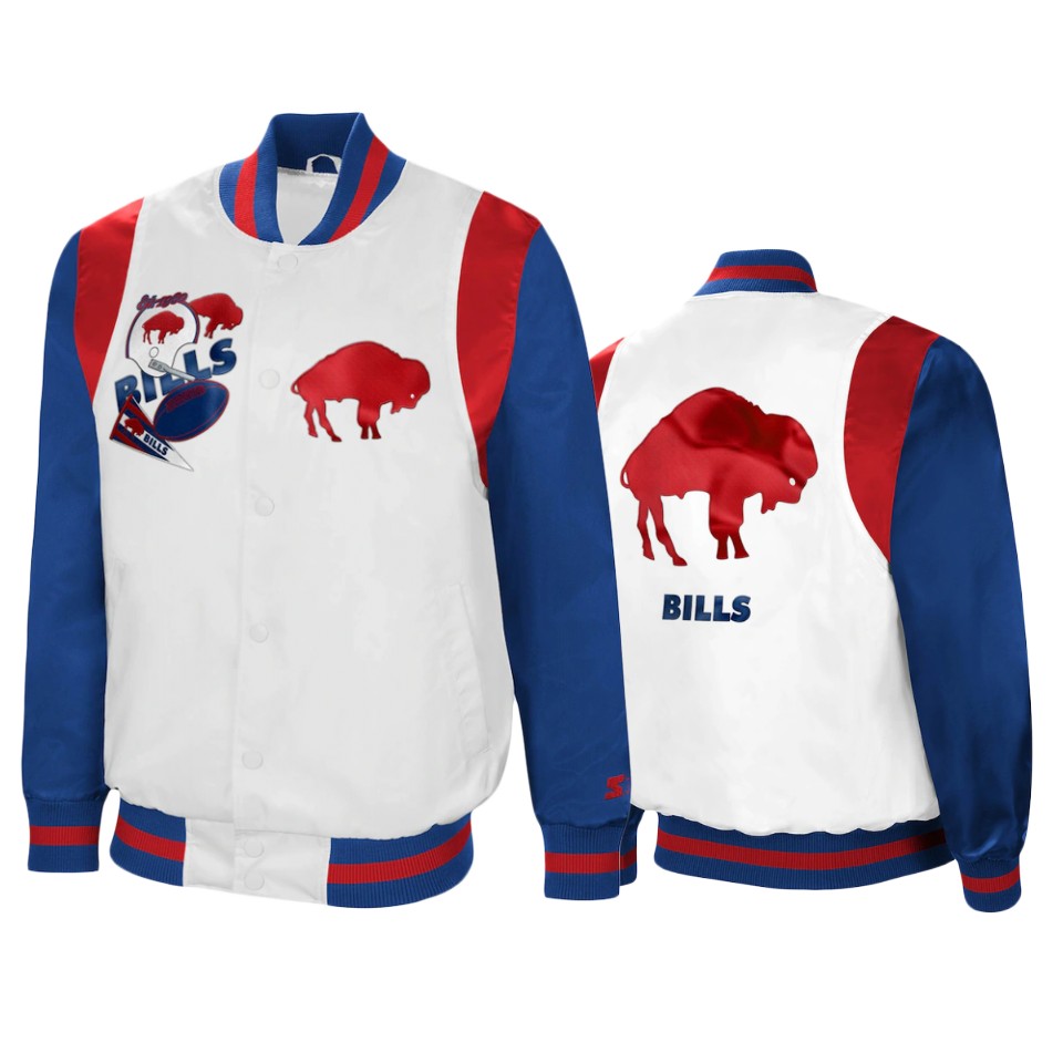 bills white royal retro the all american full snap jacket