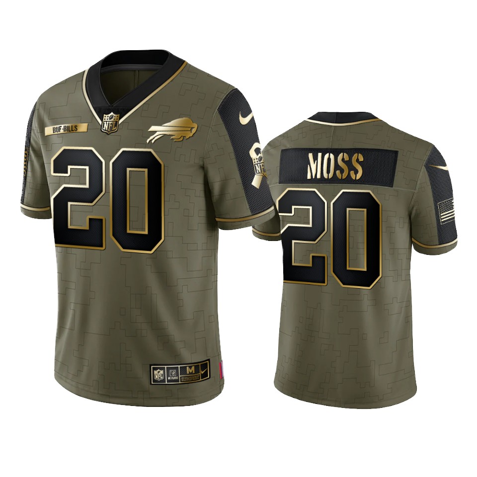 bills zack moss olive gold limited 2021 salute to service jersey