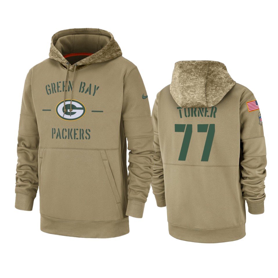 billy turner packers tan 2019 salute to service sideline therma hoodie