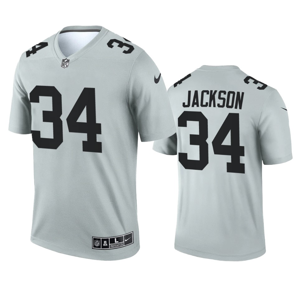 bo jackson raiders 2021 inverted legend silver jersey