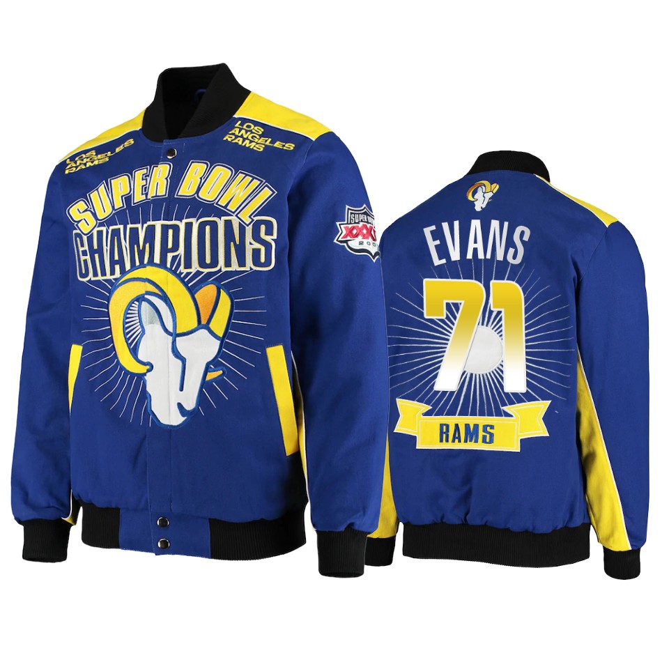 bobby evans rams royal super bowl champions extreme triumph commemorative jacket