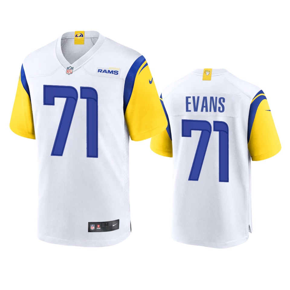 bobby evans rams white alternate game jersey