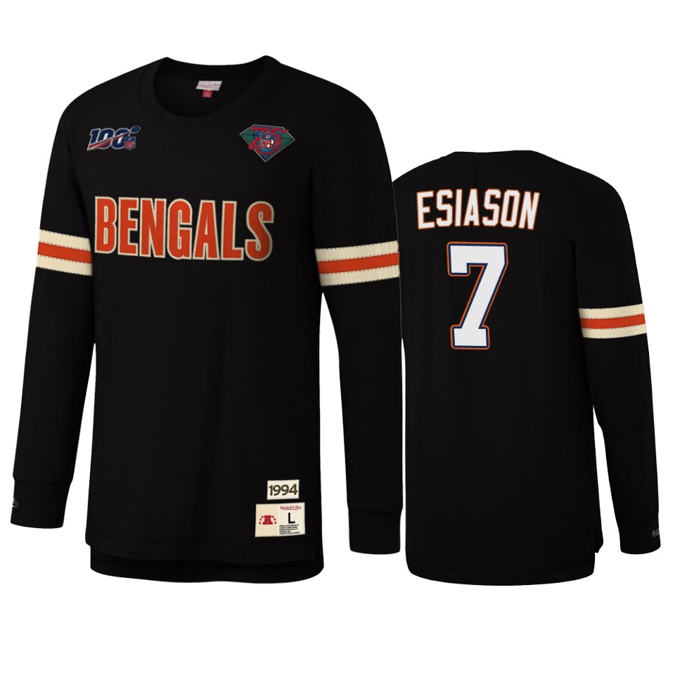 boomer esiason bengals black nfl 100 long sleeve t shirt