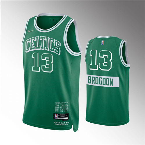 boston celtics 75th anniversary 2021-22 malcolm brogdon city edition kelly green stitched jersey #13
