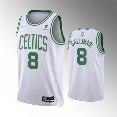 boston celtics danilo gallinari white association edition 2021-22 jersey 75th anniversary stitched jersey #8