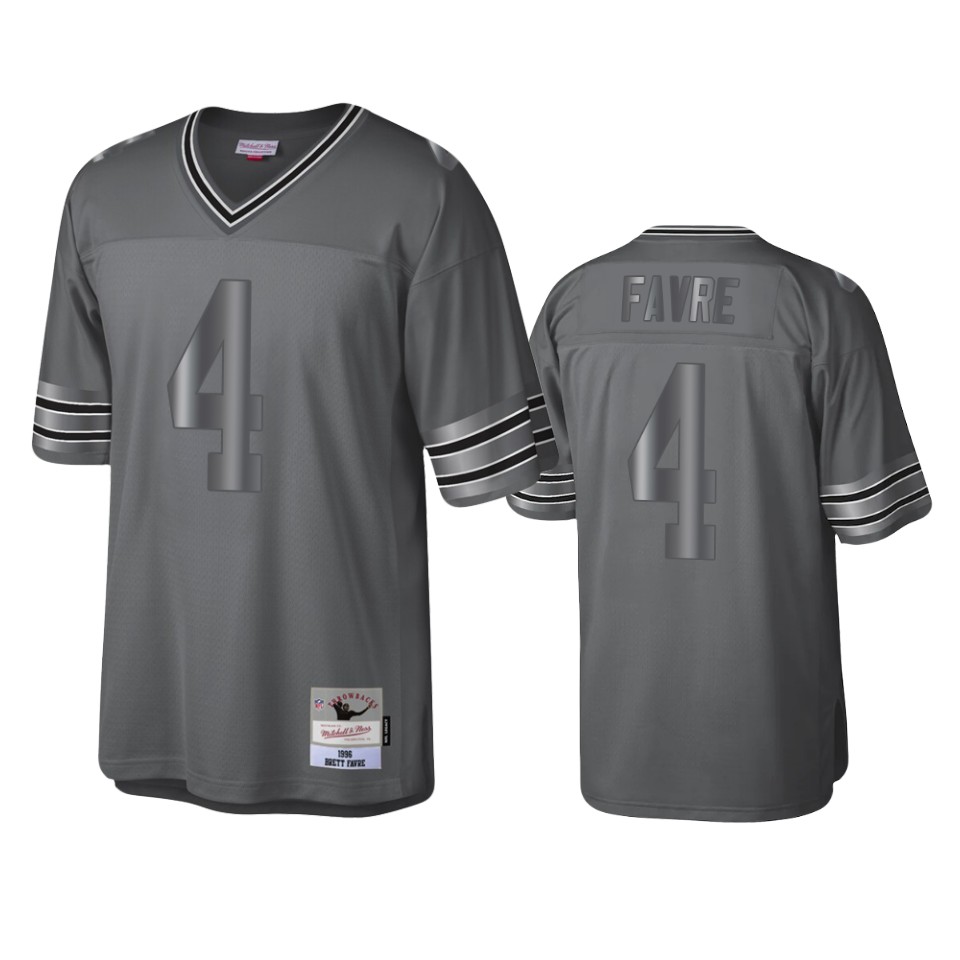 brett favre packers charcoal throwback metal legacy jersey