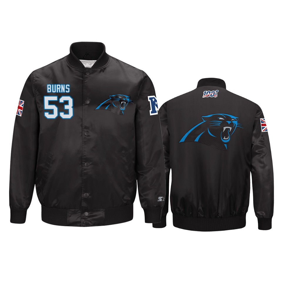 brian burns panthers black 2019 nfl london game nfl 100 full zip jacket