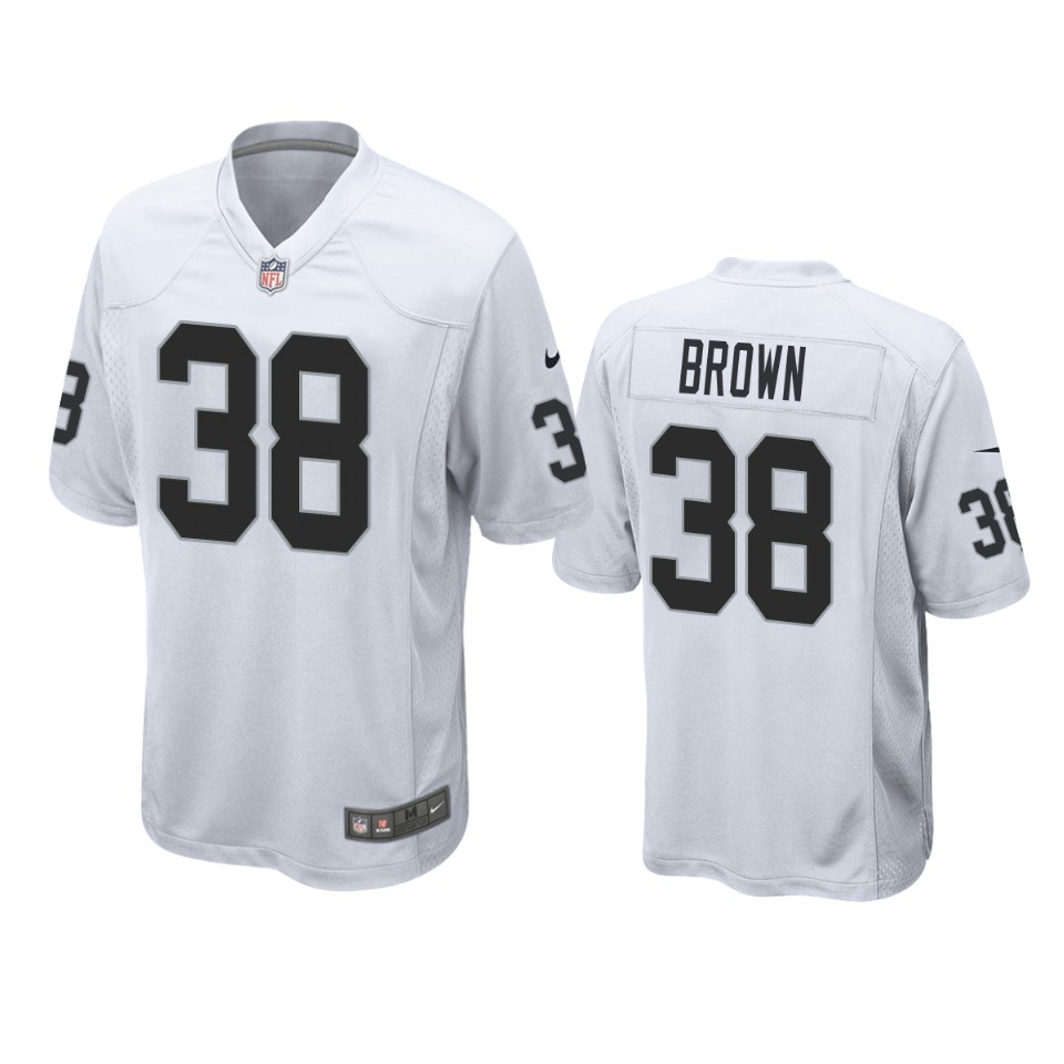 brittain brown raiders white game jersey