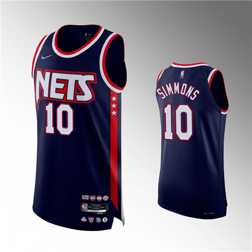 Brooklyn Nets Ben Simmons 2022 City Edition 75th Diamond Badge Navy stitched Jersey #10