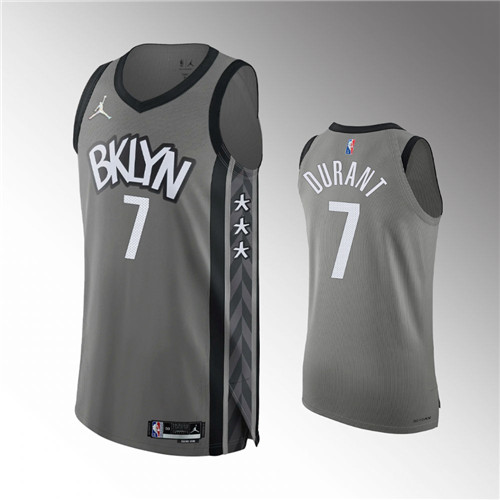 Brooklyn Nets Kevin Durant 2021-22 75th Anniversary Authentic Statement Gray stitched Jersey #7