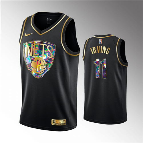 Brooklyn Nets Kyrie Irving 2021-22 Golden Edition Diamond Logo Black stitched Jersey #11