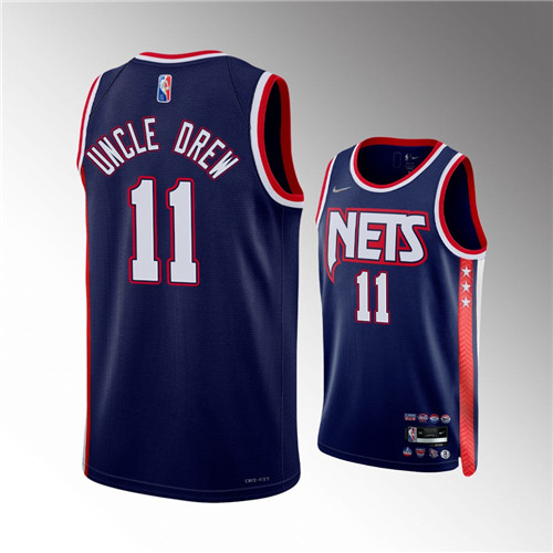Brooklyn Nets Kyrie Irving 2022 Uncle Drew Nickname Diamond Edition Blue stitched Jersey #11