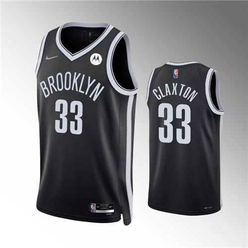 Brooklyn Nets Nicolas Claxton 2021-22 75th Anniversary Diamond Icon Black stitched Jersey #33