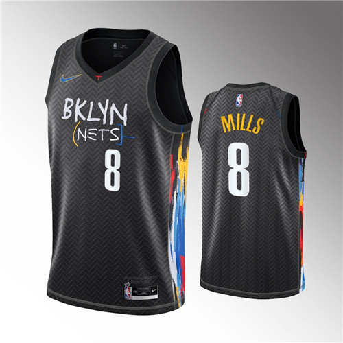 Brooklyn Nets Patrick Mills City Edition Black stitched Jersey #8