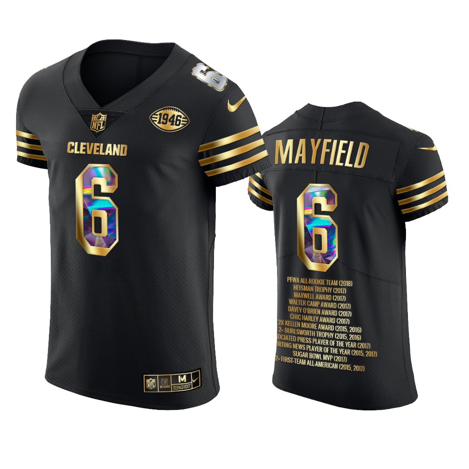 browns baker mayfield black career highlights diamond edition jersey