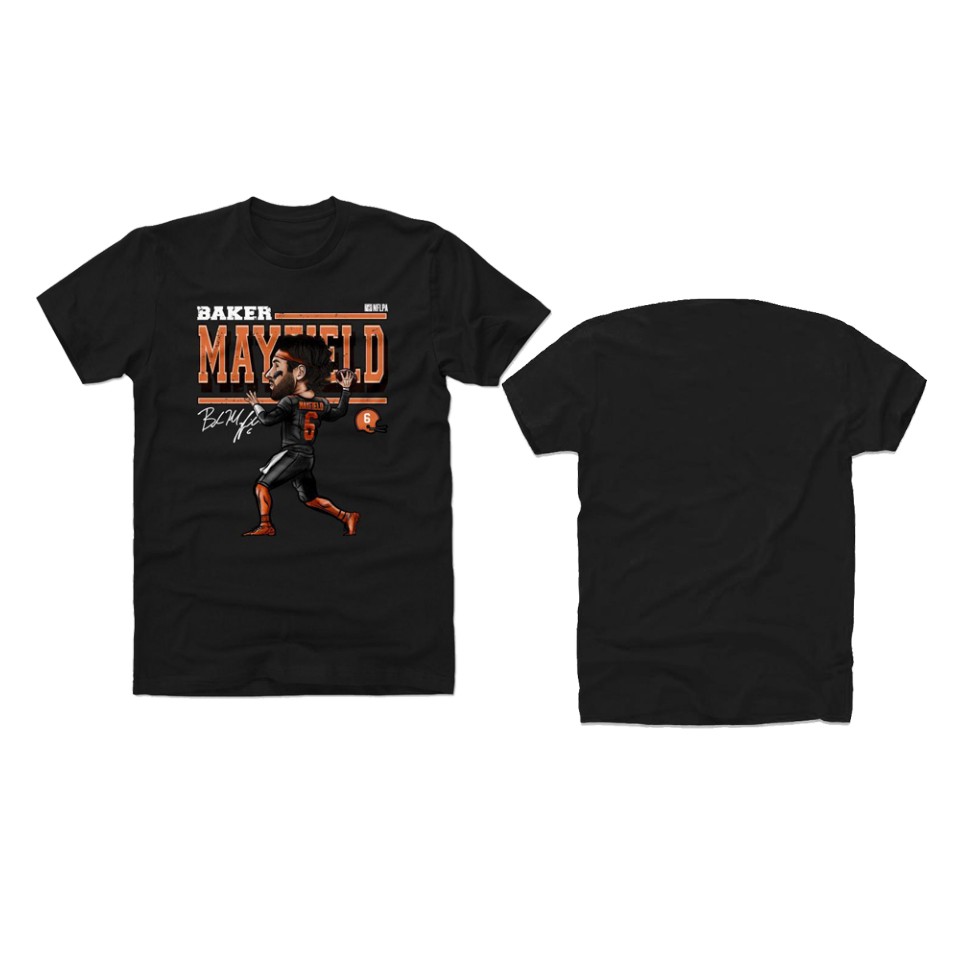 browns baker mayfield black cartoon t shirt