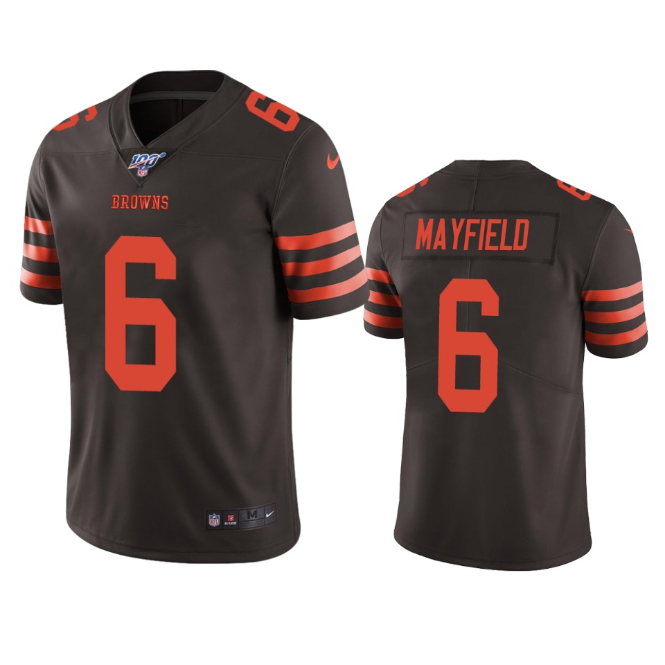 browns baker mayfield brown color rush limited 100th season jersey