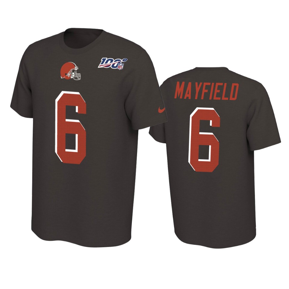 browns baker mayfield brown player pride 100th season tee 0a