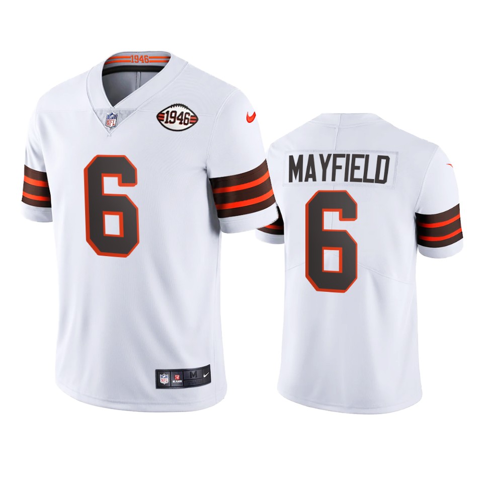 browns baker mayfield white vapor limited 75th anniversary jersey