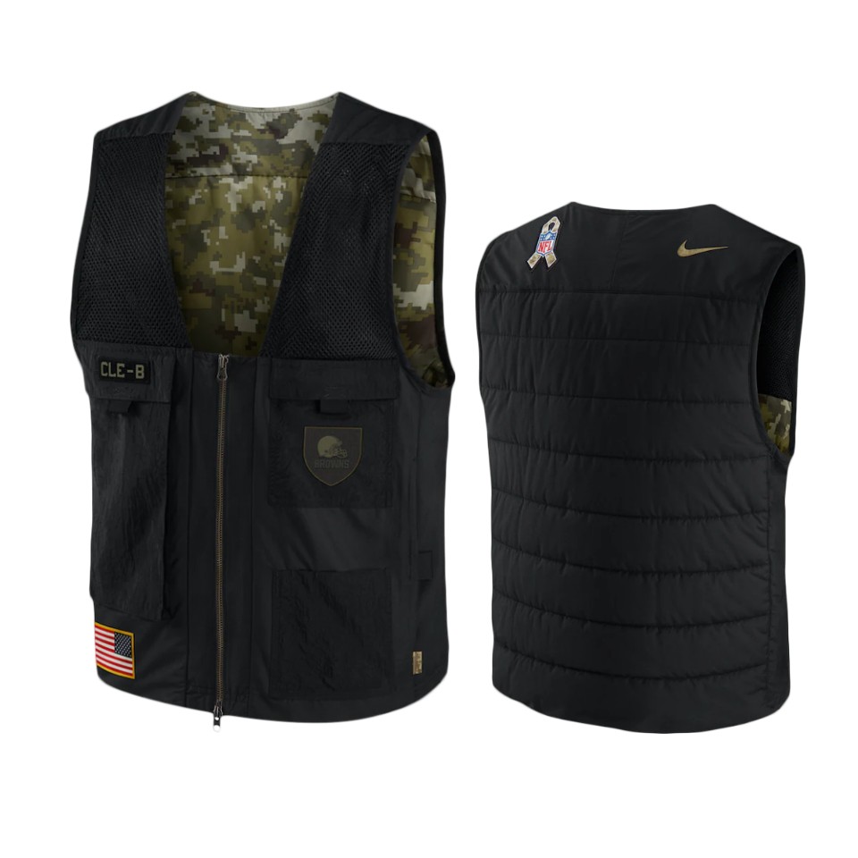 browns black camo 2020 salute to service logo utility vest