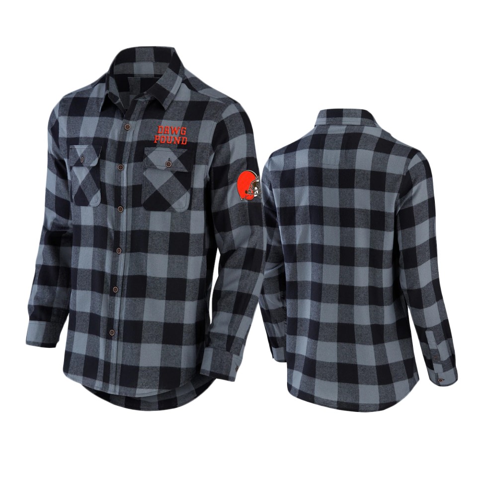 browns black nfl darius rucker flannel button up shirt