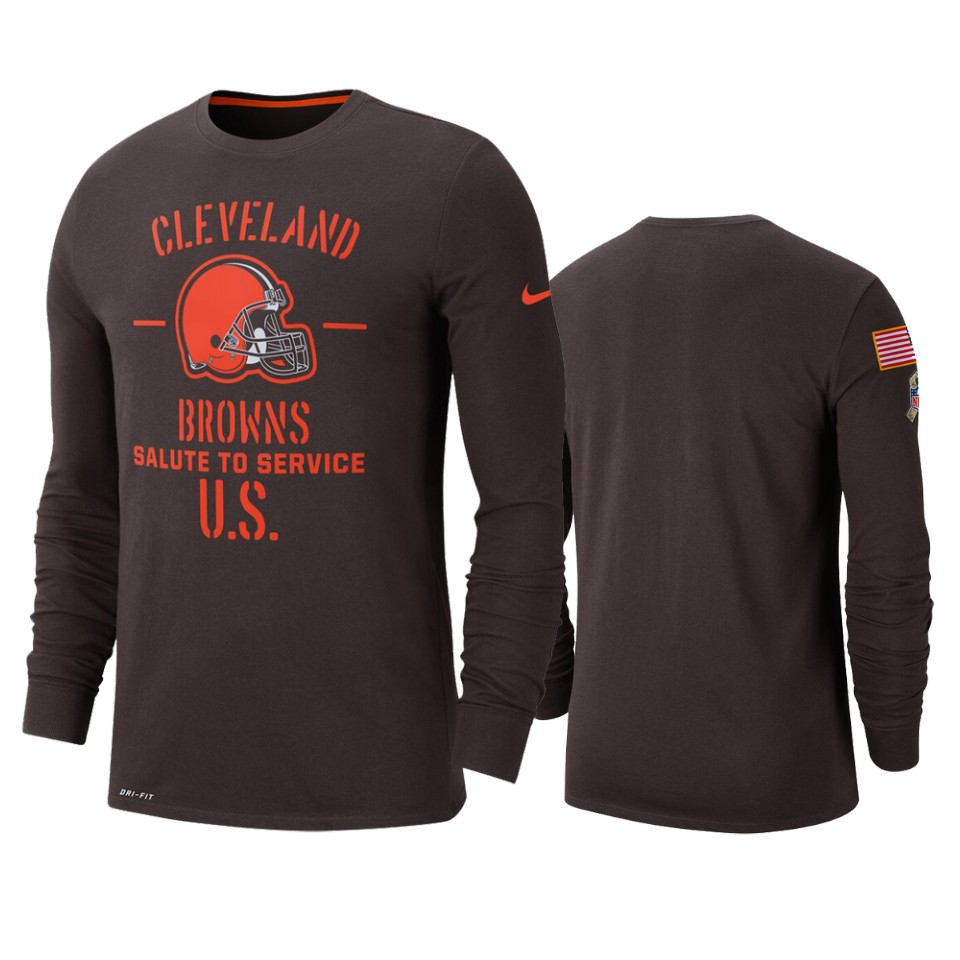 browns brown 2019 salute to service sideline long sleeve t shirt