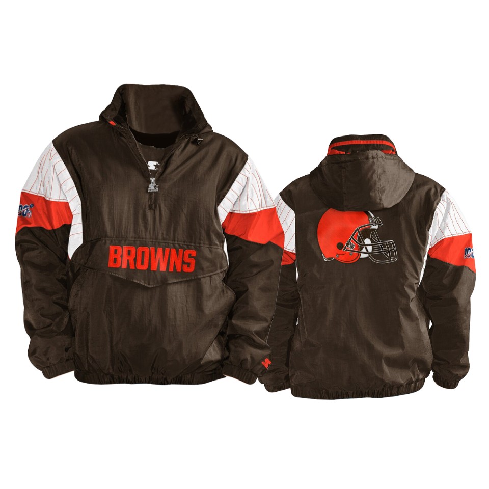 browns brown orange nfl 100 thursday night lights quarter zip breakaway jacket