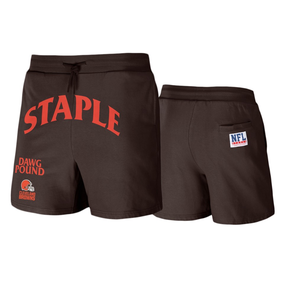 browns brown staple throwback vintage wash fleece shorts