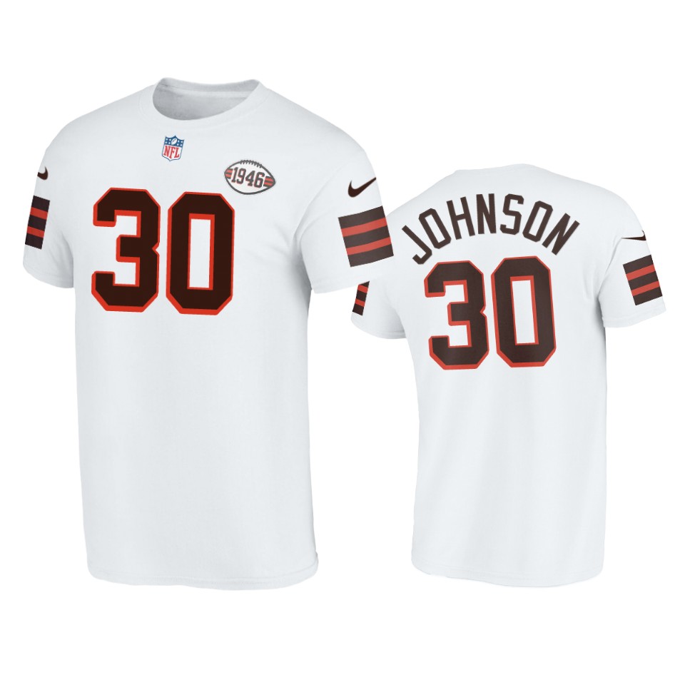 browns d'ernest johnson white 1946 collection t shirt