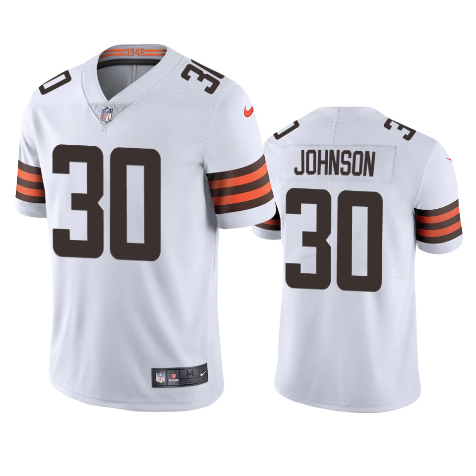 browns d'ernest johnson white vapor jersey