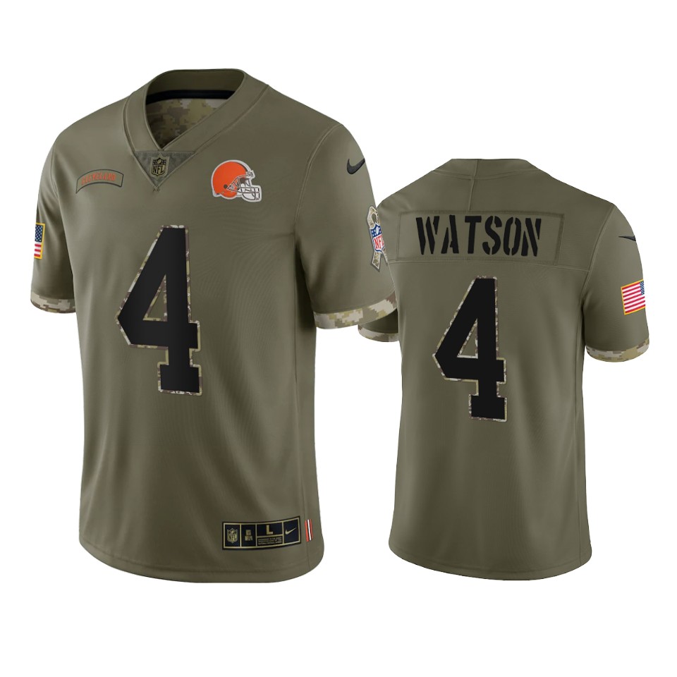 browns deshaun watson olive limited 2022 salute to service jersey
