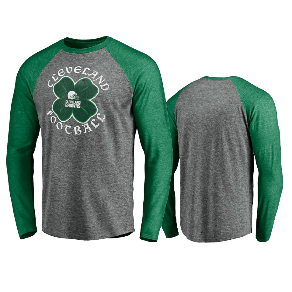 browns gray green st. patrick's day celtic crew t shirt