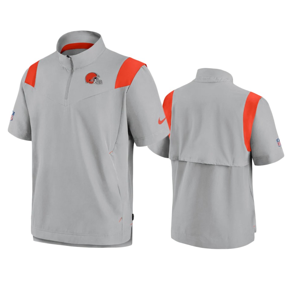 browns gray sideline coaches quarter zip jacket