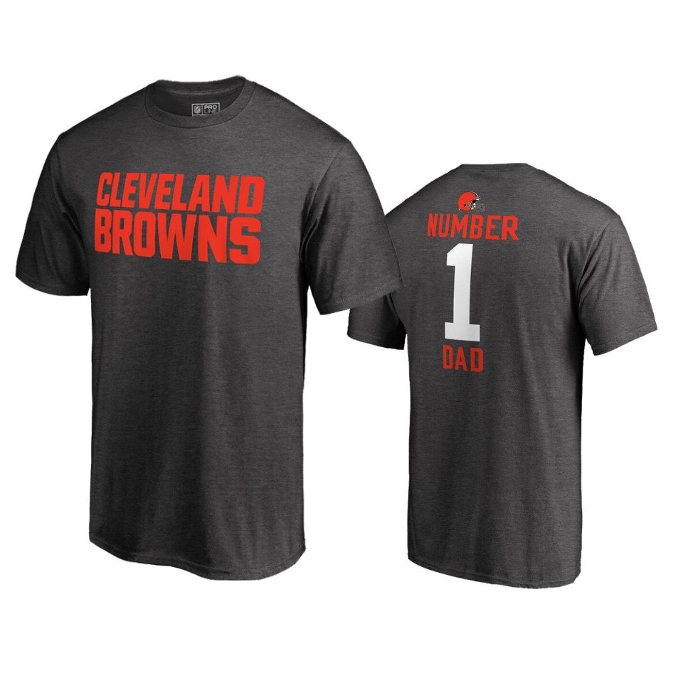 browns heathered gray 2019 father's day number 1 dad t shirt