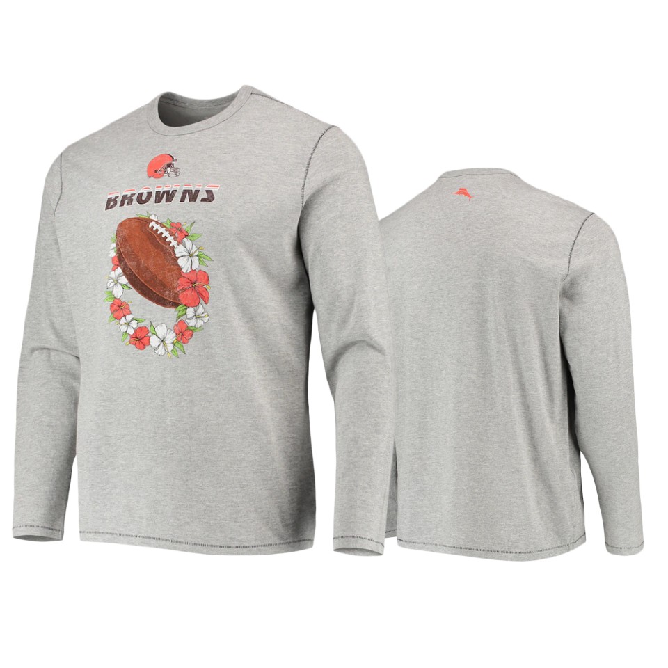browns heathered gray sport lei pass long sleeve t shirt