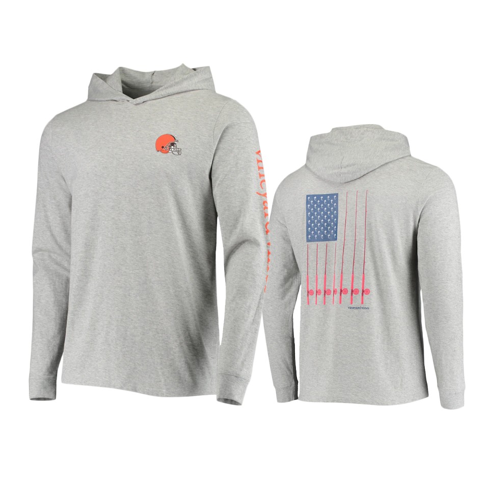 browns heathered gray vineyard vines hoodie long sleeve t shirt