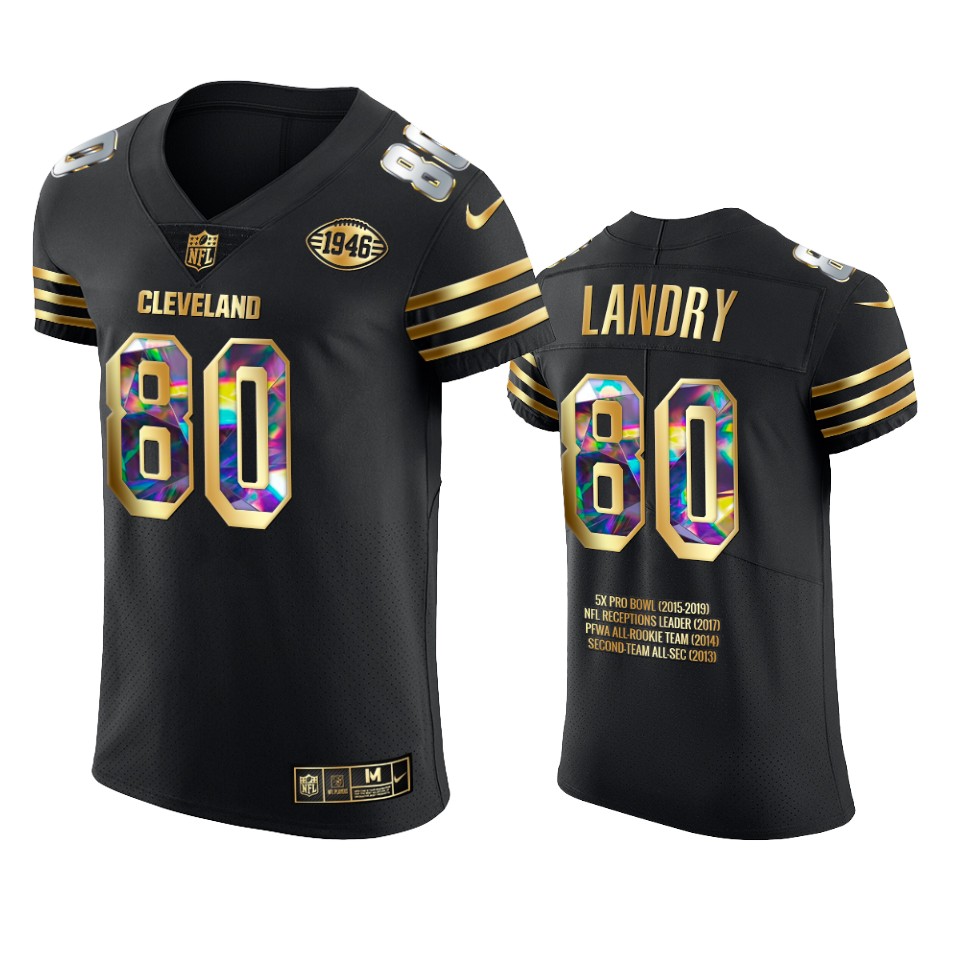browns jarvis landry black career highlights diamond edition jersey