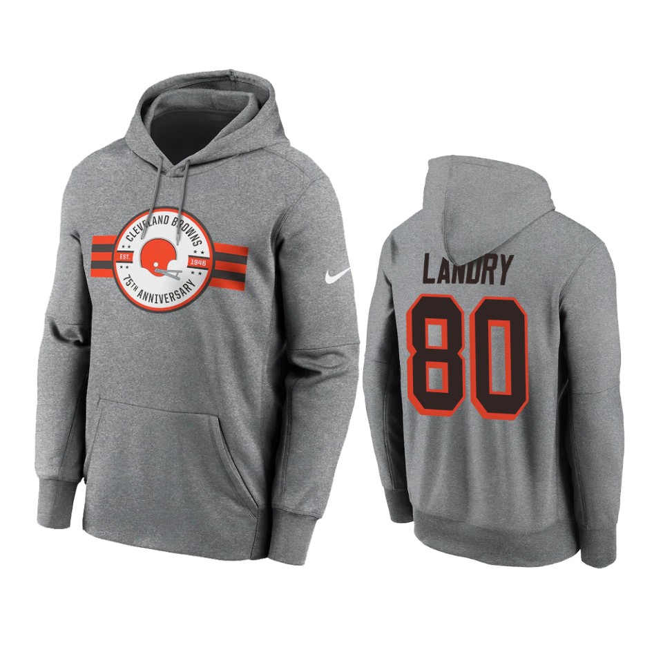 browns jarvis landry heather gray 75th anniversary hoodie