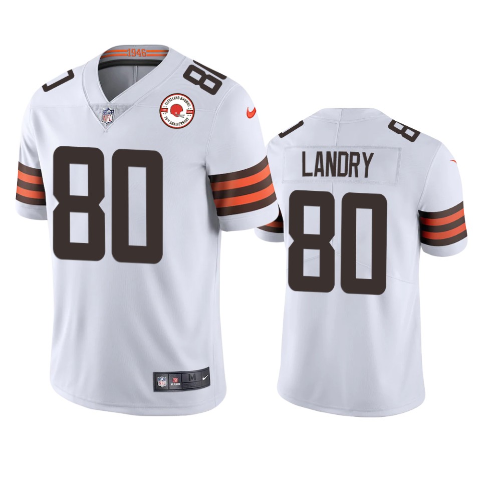 browns jarvis landry white 75th anniversary patch jersey