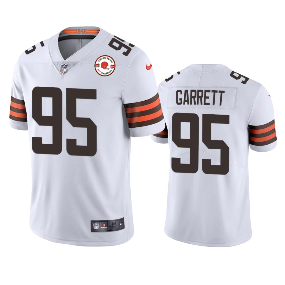 browns myles garrett white 75th anniversary patch jersey