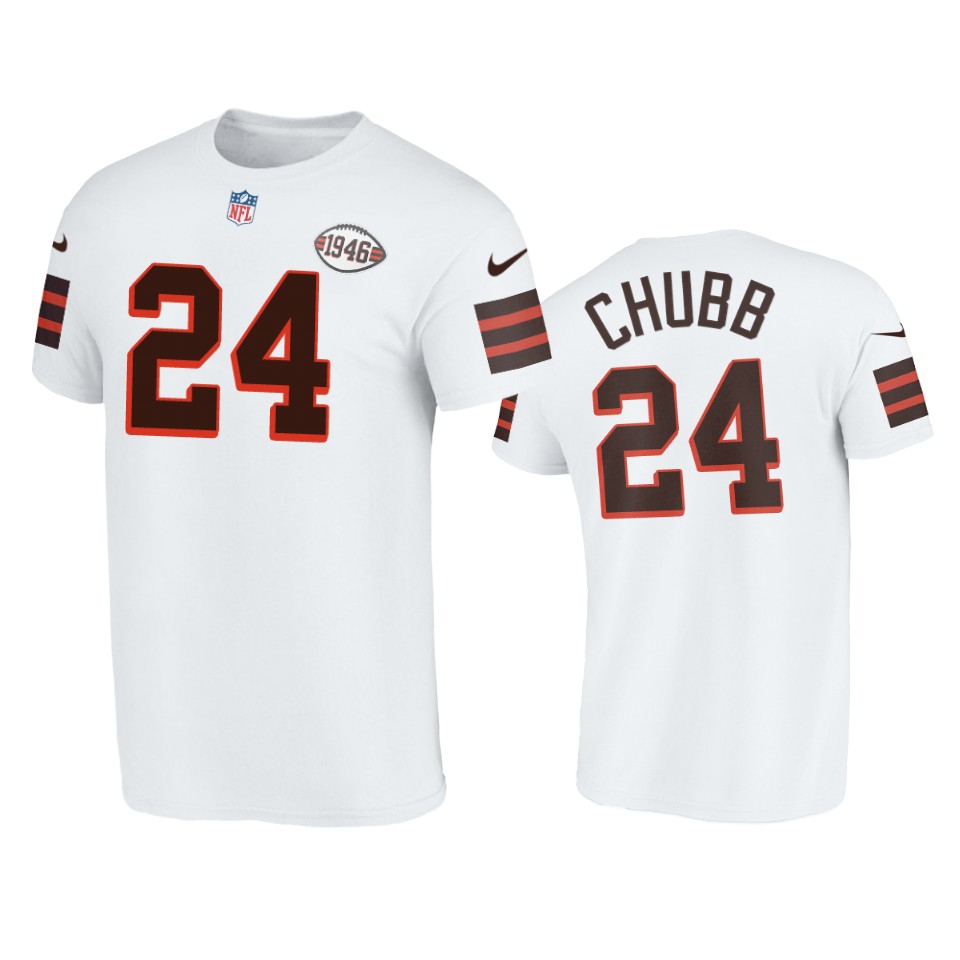browns nick chubb white 1946 collection t shirt