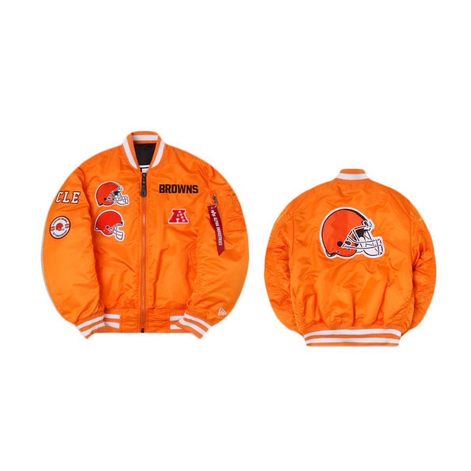 browns orange alpha industries ma 1 bomber jacket