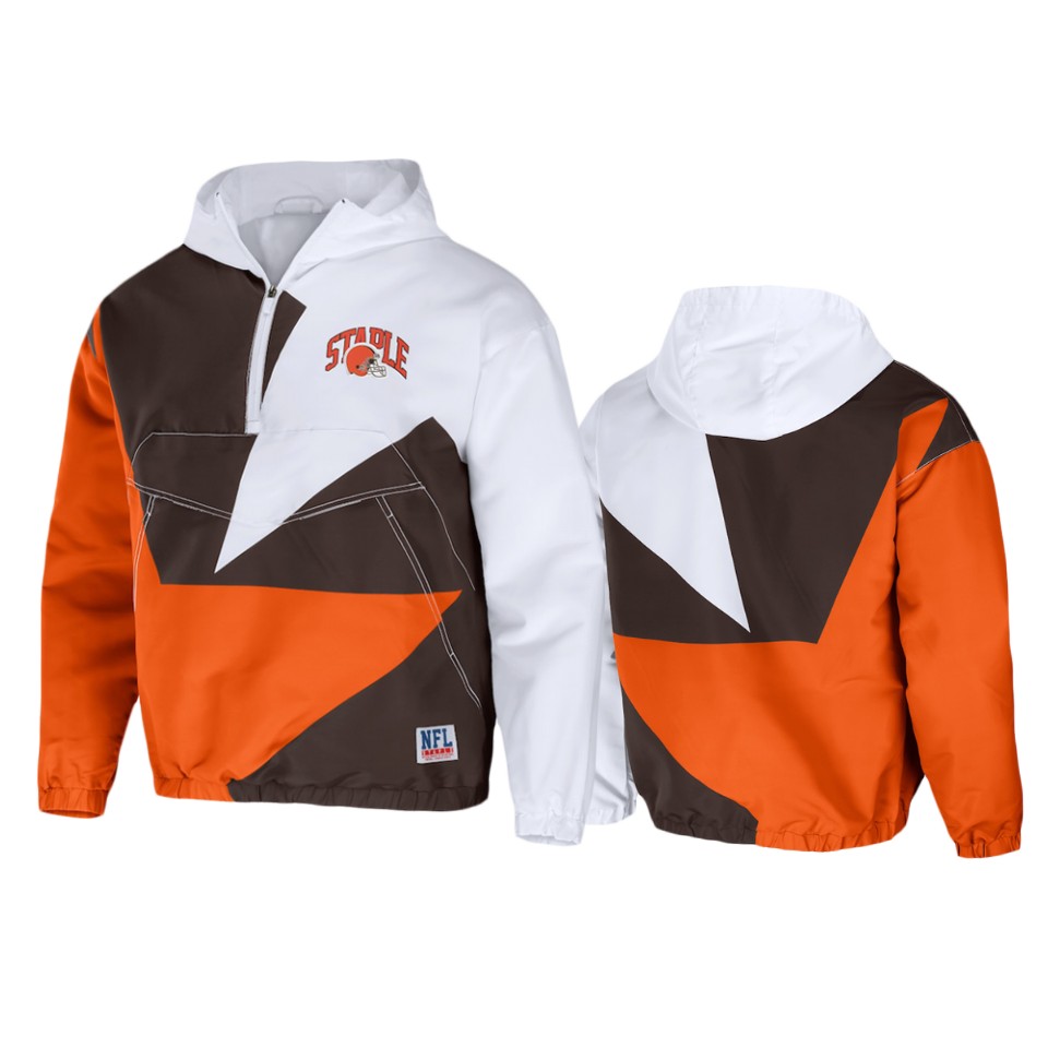 browns orange staple all over print quarter zip jacket